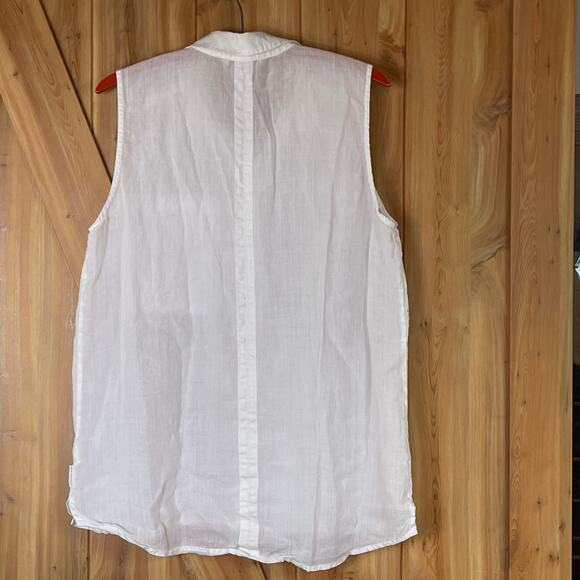 Calvin Klein Snap Front Linen Sleeveless Blouse size M - Picture 2 of 5